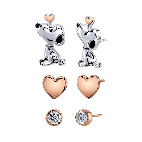 Peanuts Jewelry Peanuts Set Of 3 Tricolored Snoopy Earring Set